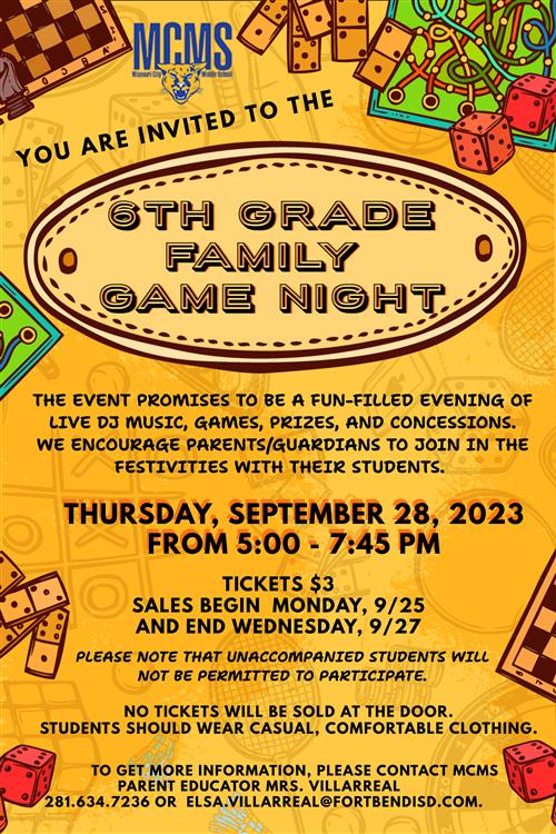  6th Grade Family Game Night